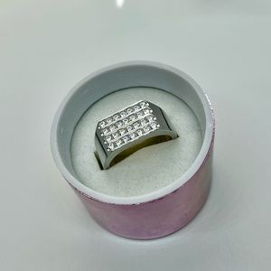 Elegant 925 Silver 4 Row Clear CZ Wedding Band Ring for man and woman.R5